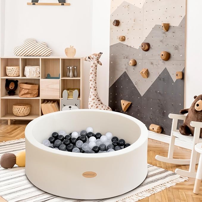 Baby Ball Pit 35.4" Soft Round Memory Foam Ball Pits NOT Included Balls Indoor Outdoor Playpen for Babies Toddlers Kids Great Gift for Girls Boys, White
