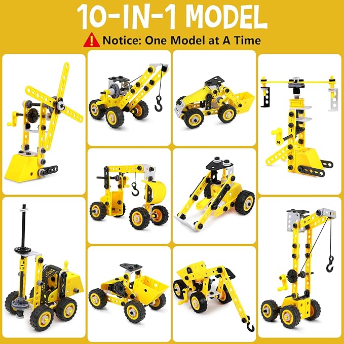 Stem Toys for 5 6 7 8 9+ Year Old Building Block Kit Stem Activities Projects Boy Toys Age 4-8 5-7 6-8 8-10 Creative Set Educational Engineering Excavator Construction Fun Birthday
