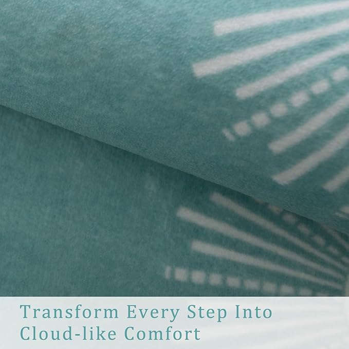 Modern Bedroom Rug 8x10 Under Bed, Low Pile Teal Washable Rugs for Living Room,Soft Sun Printed Large Rug,Aqua Dining Room Rugs for Under Table Classroom Dorm(8x10ft,Teal)