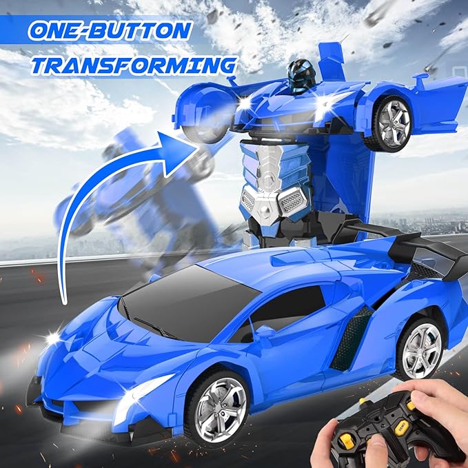 Remote Control Car Toys - Transforming RC Cars for Kids, Transform Toys Car Robot, Gift Kids Toys for 3 4 5 6 7 8 10 12 Years Old Boy, Blue