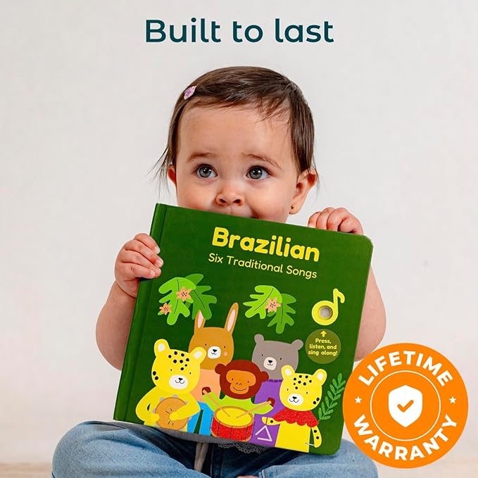 Cali's Books Brazilian Nursery Rhymes Book - Sound Books for Toddlers 1-3 Years Old, Interactive & Educational Music Toys for Bilingual Children with Lyrics & Translations, Musical Kids