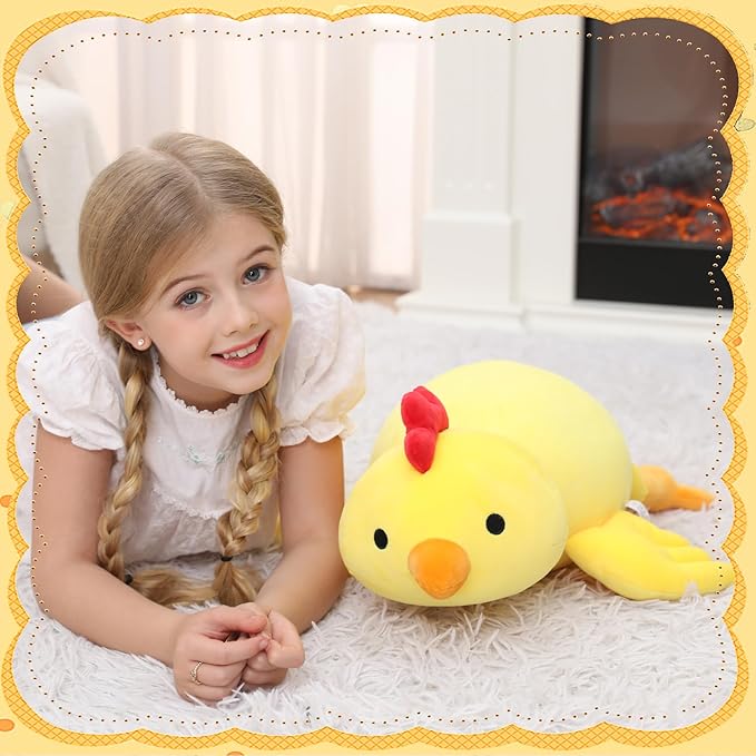 Weighted Chick Stuffed Animals Weighted Chicken Plush Toy 24" 4.2lb Funny Hugging Dolls Plushies Pillows for Boys and Girls (Yellow)