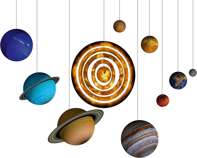 Ravensburger Solar System 540 Piece - 9 Planet 3D Jigsaw Puzzle Set for Kids & Adults | Easy Click Technology | Durable Material | Add a Splash of Color to Your Room Ages - No. 11668