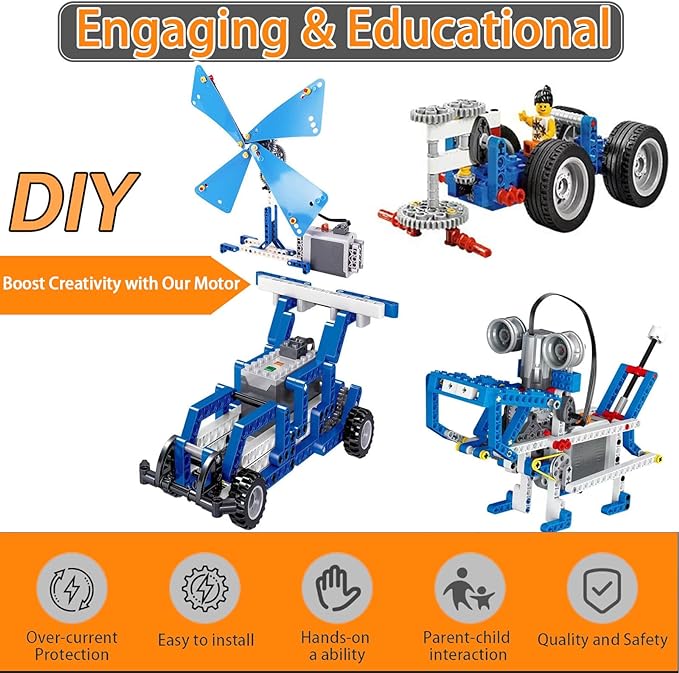 5-in-1 Motor Set Technic Motorized Kit Compatible with Lego: Power Function Battery Box, Technic Remote Control, Electric Motor, Engine Parts, Train Battery Pack, Remote Control (5 Sets)