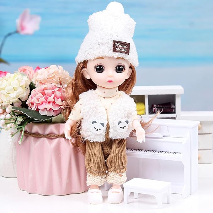 Thcbme 6 Pcs 6 Inch Princess Girl Mini Dolls, Three Sisters Small Princess Dolls, Little Girl Miniature Dolls for 3+ Year Old Girls