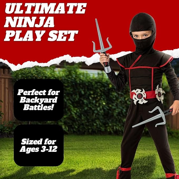 Liberty Imports Ninja Warrior Toy Weapons Role Playset Kids Pretend Play Dress Up Battles Costume Accessories