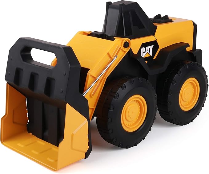 CAT Construction Toys, Steel Wheel Loader 16” – Real Steel Body, Working Arm & Bucket, Oversize All-Terrain Wheels, Heavy-Duty Construction Vehicle for Indoor/Outdoor Play, Kids Ages 3 +