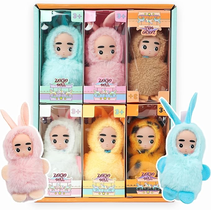 4 Inch Mini Baby Dolls 6pcs Set Realistic Reborn Mini Babies with Air Bag for Sound Cute Small Baby Doll with Handmade Hook Cute Tiny Baby Doll Gifts Set for Girls Boys 3+ Birthday Gifts