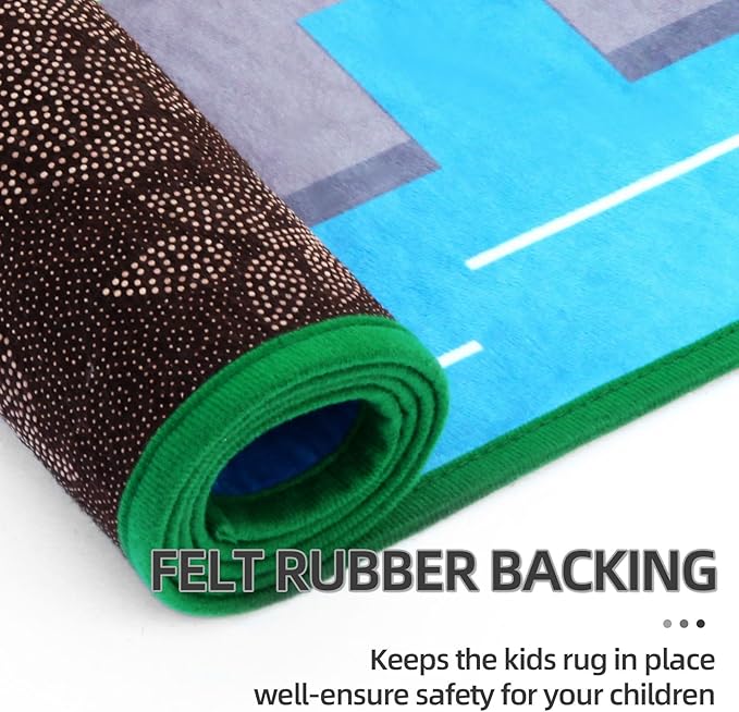 Large Kids Carpet Play Mat Rug for Playroom, 60'' x 84'’ Car Rugs Mat for Kids Toy Cars, City Life with Road Traffic Playmat Rugs Great for Kids Bedroom Play Room Boy Room Decor, Green