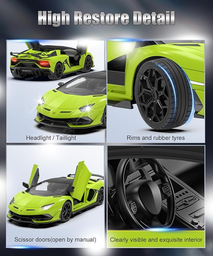 Lamborghini Remote Control Car, Officially Licensed 1:14 Lambo RC Car 7.4V 500mAh with 15km/h Fast Model Car Toys for Adults Boys Girls Birthday Ideas Gift, Green