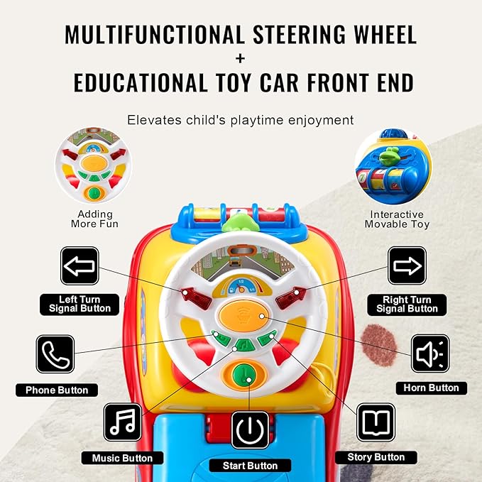 VEVOR Ride On Push Car for Toddlers, Ages 19+ Months, Ride Racer, Sit to Stand Toddler Ride On Toy, Kids Ride On Car with Music Steering, Horn & Under Seat Storage, Ride On Toy for Boys Girls,