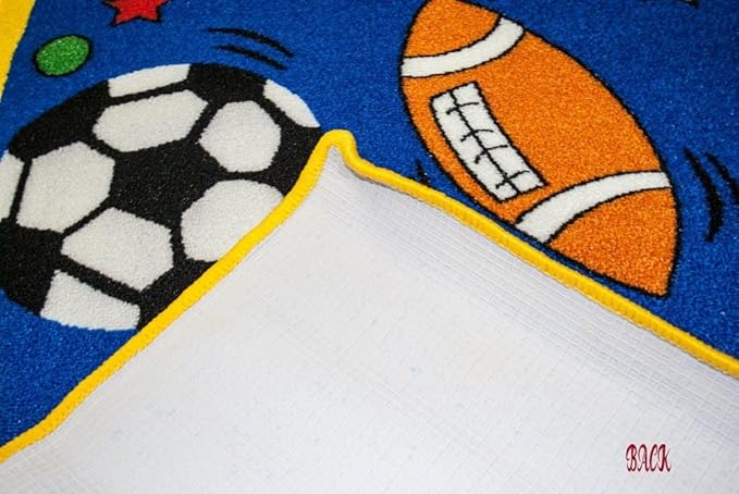 Mybecca Kids Rug Sport Blue Area Rug 5x7 (Approx : 4'11" X 6' 10") Non Slip Gel Backing