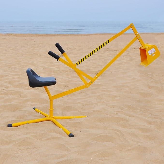 Sand Digger Sandbox Digger Toy, 360°Rotating Base, Sturdy Stable Steel Frame Structure-Metal Bucket, Kids Digger Excavator Digging Toys Excavator Ride on, Ideal for Sand Sandbox Beach Snow