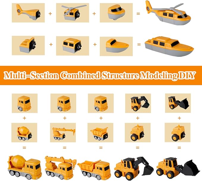 Magnetic Transform Engineering Car Assembled Toys,Toy Construction Vehicles with Storage Box,Magnetic Blocks for Kids Age 3-5 4-8 Outdoor Toddler Activities Toys(Engineering Series-35 Pcs)