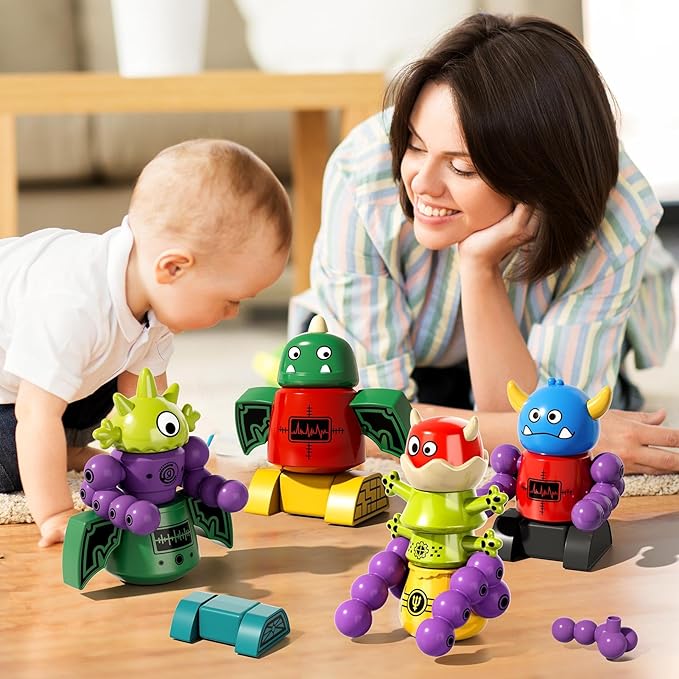 Magnet Robot Toys for Kids 3-5 - Magnetism Stacking Transform Boys Toys for Ages 5-7 with Storage Box, Set for Toldllers Age 3-8 Years Old Girls, Christmas and Birthday Gifts