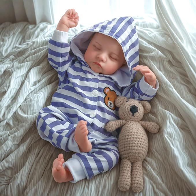 ADFO Realistic Reborn Baby Dolls Boy - 20 Inches Lifelike Baby Doll with Full Body Vinyl, Sleeping Newborn Baby Dolls Gift Toy for Kids Age 3 +
