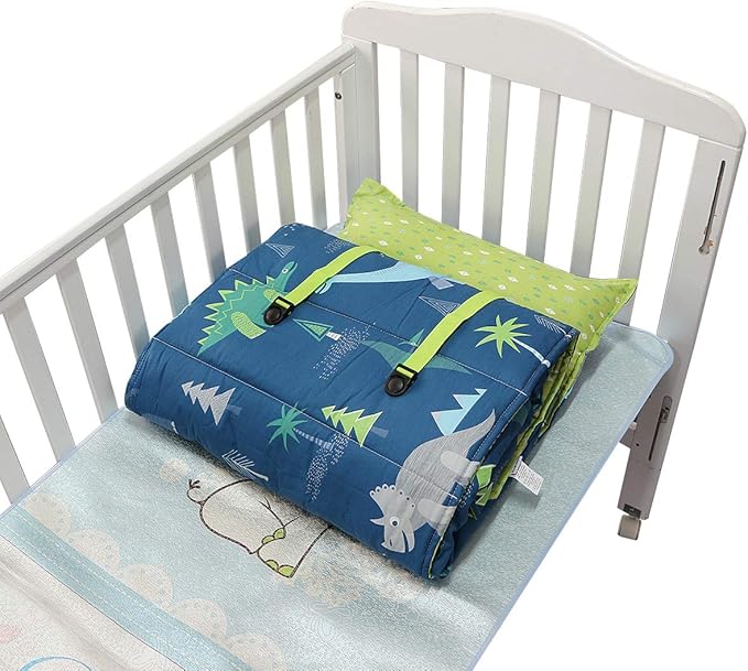 Toddlers Nap Mat with Removable Pillow and Soft Blanket, Lightweight Daycare Preschool Kindergarten Sleeping Bag, Travel Slumber for Kids Girls Boys