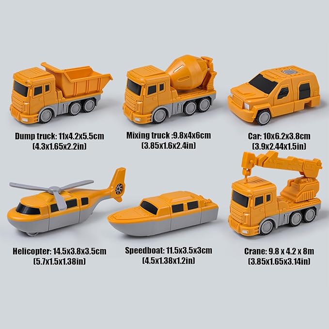 Mangetic Transform Engineering Car Assembled Toys, Transforming Robot Car Toy, Kids' Play Construction Vehicles, Outdoor Toddlers Activities Toys Magnetic Blocks for Kids Age 3-8(Yellow-35pcs)