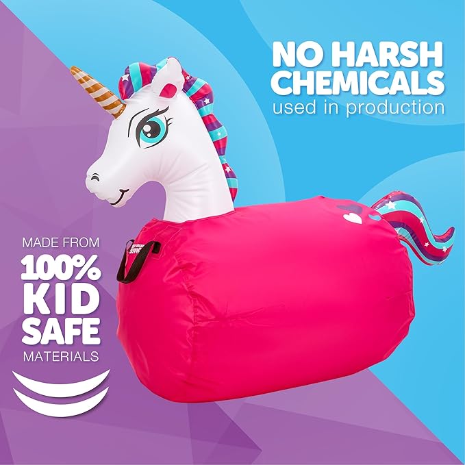 Waddle Large Inflatable Bouncy Hopper - Ride On, Indoor, Outdoor Toys, Bouncy Horse, Toys for Girls and Boys, Durable, Unicorn Toys for Girls, Kids, Adult Toys, Up to 250lbs, Ages 5 and Up (Unicorn)