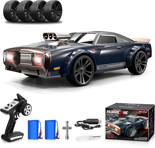 RC Drift Car 1/16 Scale 38KM/H Fast 4WD RC Car 2.4Ghz with 6 Modes of Light 2Pcs Rechargeable Batteries Racing for Boys and Adults Gift