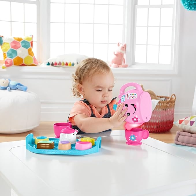 Fisher-Price Toddler Toy Laugh & Learn Sweet Manners Tea Set with Smart Stages Learning Songs for Pretend Play Kids Ages 18+ Months