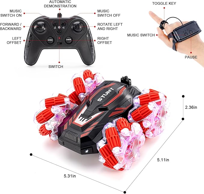 Gesture Sensing RC Stunt Car, Best Birthday Gifts for Kids,Double-Sided 360° Flips RC Cars for Boys Age 6-12 8-12 Birthday Gifts Toy Cars,4WD Transform Off Road for Rotating