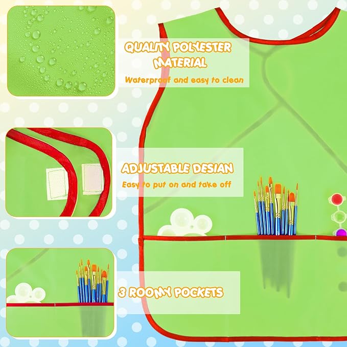 12 Pcs Art Smock for Kids Waterproof Painting Aprons Sleeveless Children with Pockets Age 3 to 8 Paint Craft Activity