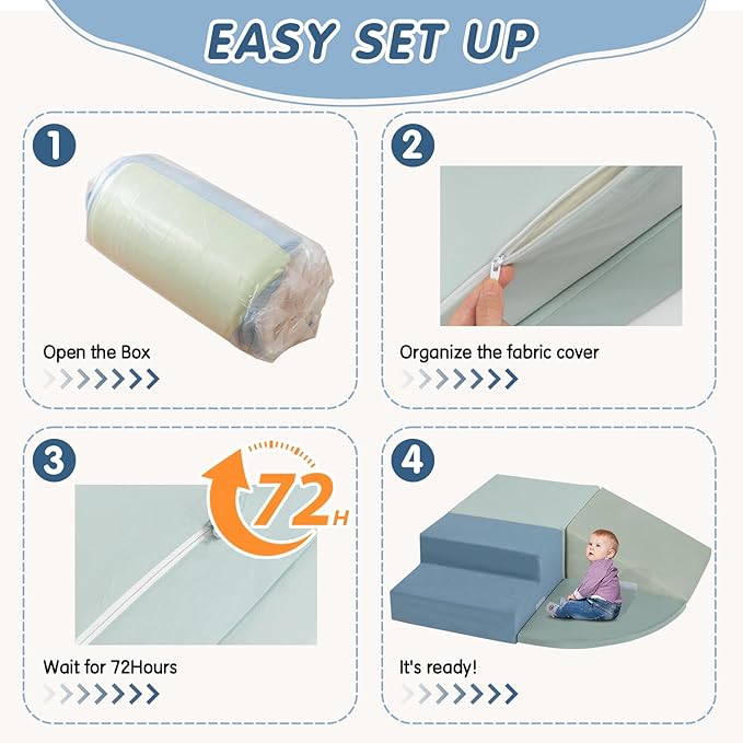 Large 4 Pcs Toddler Climbing Toys Indoor, Foam Blocks with Velcro, Classic