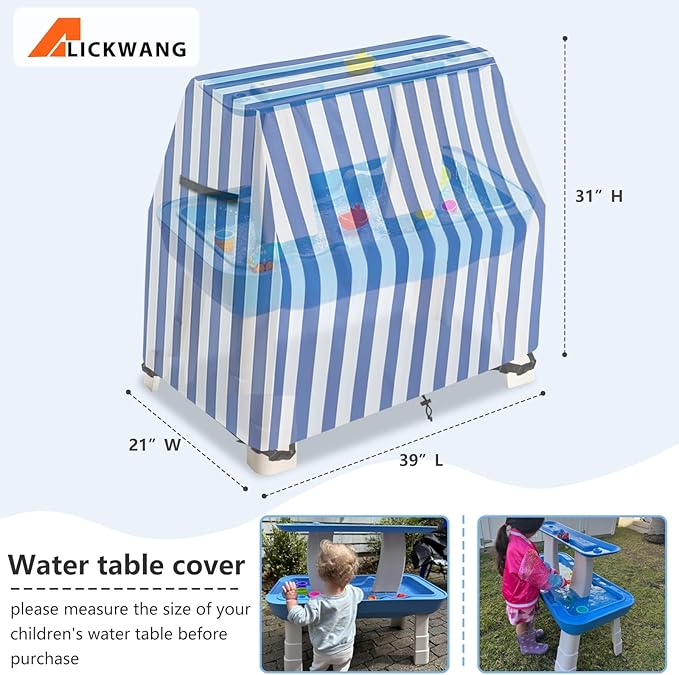 AIickwang Kids Water Table Cover,Outdoor Heavy Duty 600D Waterproof Anti-UV Toddler Water Play Tables Cover,Compatible with GoSports Splash Station Water Table,Blue