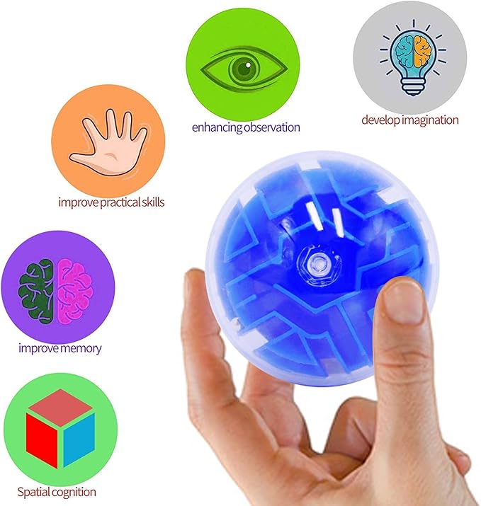 50 Pack 3D Puzzle Ball Brain Games Toy, Mini Puzzle Ball Games for Kids Ages 6 7 8-10 Boys Girls Adults, Brain Teaser Fidget Toys, Magic 3D Maze Ball for Boys Girls Birthday Gifts Classroom Prize