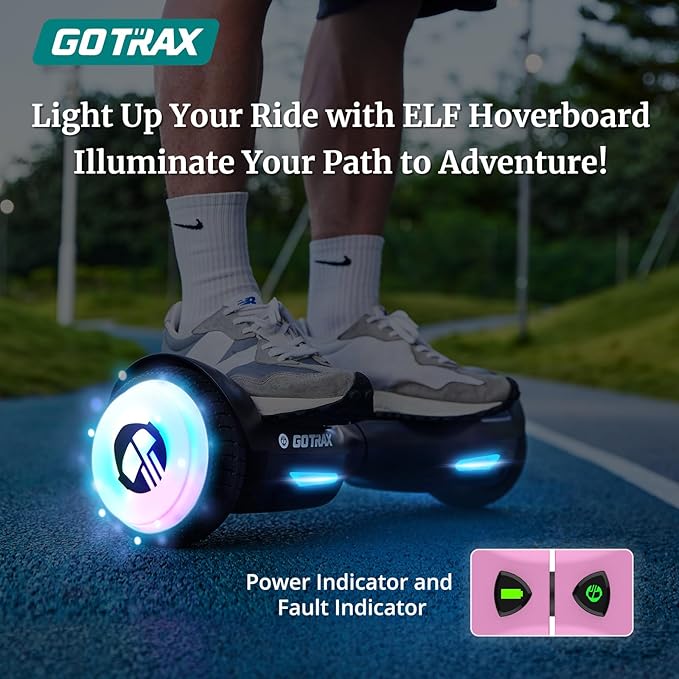 Gotrax Hoverboard with 6.5" LED Wheels & Headlight, Max 4/5 Miles Range, 6.2mph Power by Dual Brushless Motor, UL2272 Certified and 50.4Wh/65.52Wh Battery Self Balancing Scooters for 44-176lbs Kids