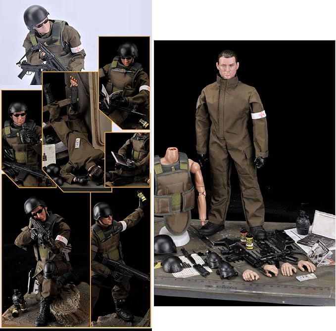 7Buy 12in Action Figures Toy 1:6 Stand Bendable Soldier Model Toy (Medic)