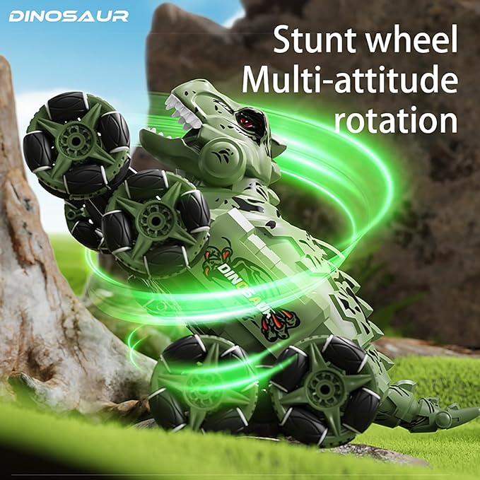 Dinosaur Remote Control Car, Monster Truck Toy, Transformer RC Car for Kids Ages 8-12, with Cool Lights, Roar, Spray, 360ยฐ Rotation, for Boys Girls.