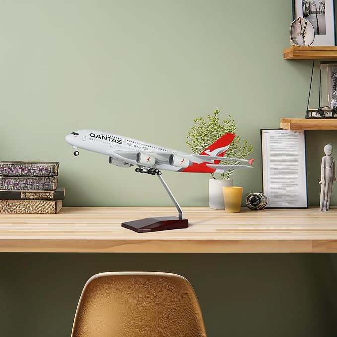 1/200 Scale A380 Model Plane Australia Diecast Airbus A380 Model Airplane with Stand (14 in-L) Pre-Built Model kit for Adult -Aviation Creative Gifts, Tabletop Collection Display