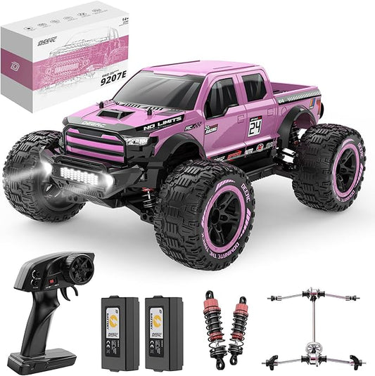 DEERC 1:10 Fast RC Cars for Adults, 4X4 High Speed RC Truck Crawler, 48+KM/H, Pink All Terrain Hobby Remote Control Monster Truck with 2 Modular Batteries, Toy Vehicle Gift for Kids