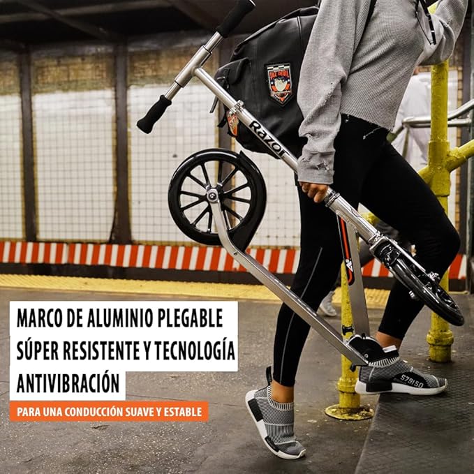 Razor A6 Kick Scooter for Kids Ages 8+ - Extra-Tall Handlebars & Longer Deck, 10" Urethane Wheels, Anti-Rattle Technology, for Riders Up to 220 lbs