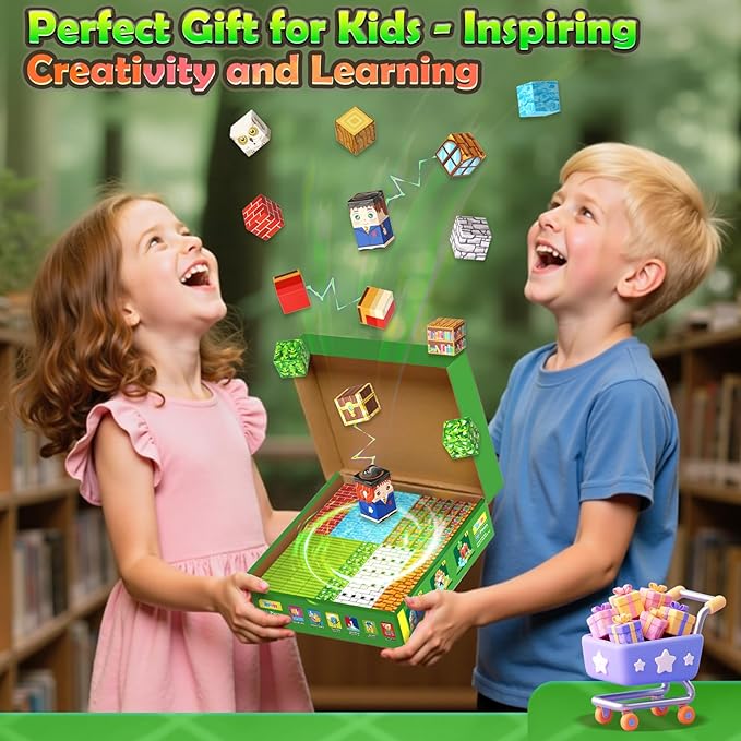 150PCS Magnetic Blocks - Magnetic Building Blocks STEM Toy, Build Mine Magnet World Craft Cubes for Kids, Magnet Blocks Montessori Sensory Toys for Toddlers, Kids Age 3-5 6-8 8-12 Boys Girls