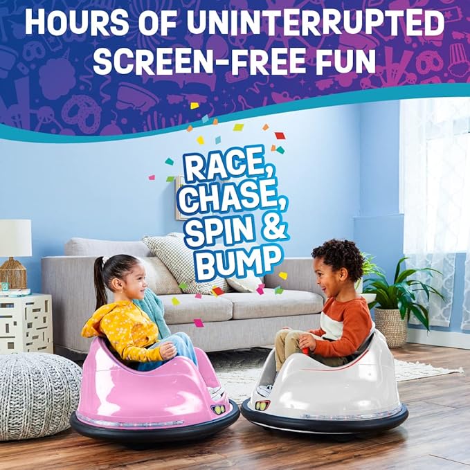 FunPark 6V Electric Bumper Car Ride-On for Toddlers, Ages 1.5–4 Years, LED Lights, 360° Spin, Supports up to 66 lbs (No Remote)