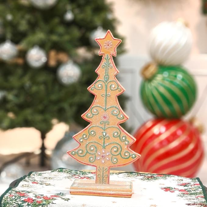 Gingerbread Tree Gingerbread Christmas Decorations Indoor Resin Christmas Tree Statue Decorations Kitchen Tabletop Xmas Decor
