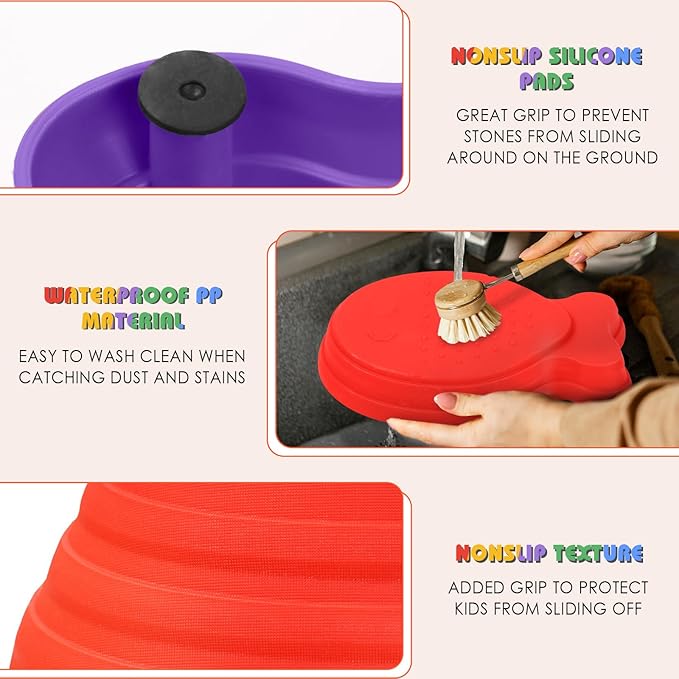 TOPNEW Toddler Stepping Stones for Kids, 6pcs Non-Slip Balance Stepping Stones for Promoting Children's Coordination Skills, Indoor & Outdoor Sensory Toys Obstacle Course for Kids Age 3 4 5 6 7+
