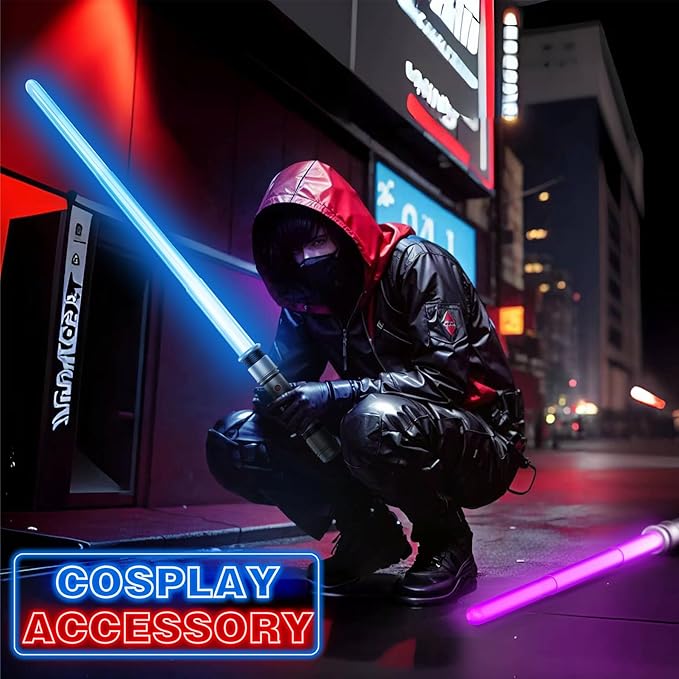 4 Pack of 4 Color Light up Sword Saber with FX Sounds(Motion-Sensitive) and Retractable Handle, Glowing in The Dark Dueling Sword for Kid Adult, Galaxy War Party, Birthday, Halloween Cosplay