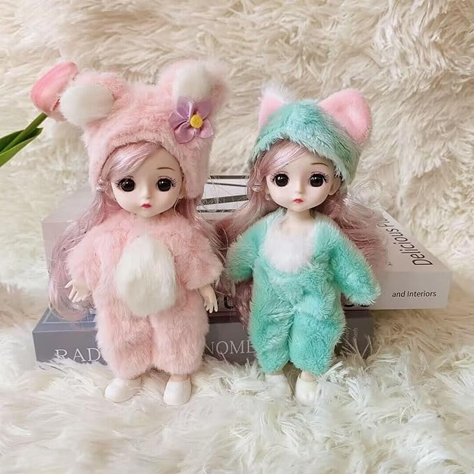 4 Pcs 6 Inch Princess Girl Mini Cute Dolls, Sister Small Princess, Miniature Little Girl for 3+ Year Old Girls