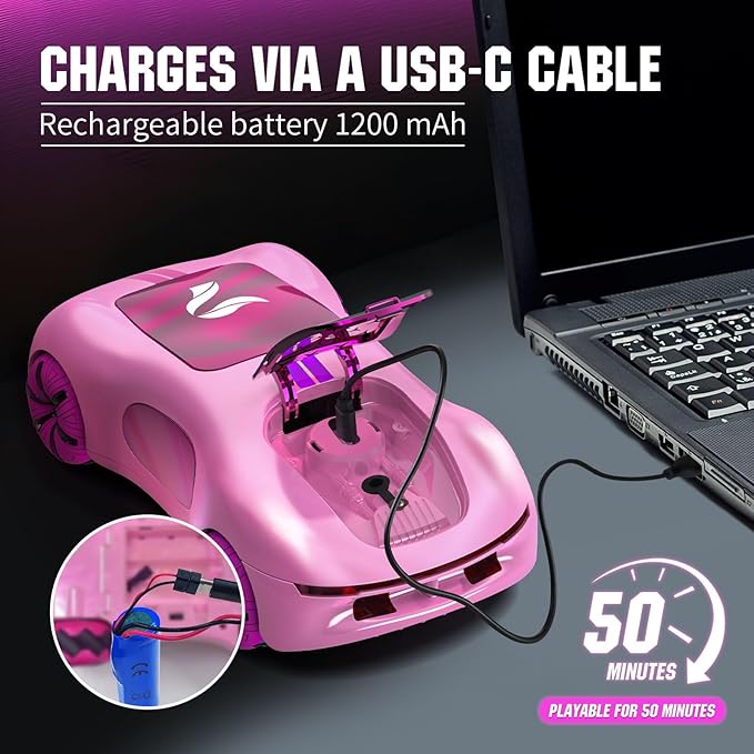 Gesture Sensing Remote Control Car, Drift RC Stunt Car with Light Spray & Sound, 2.4GHz Hobby RC Cars Toy for Kids, 360° Rotate, Birthday Gifts for Boys Girls 6-12(Pink)