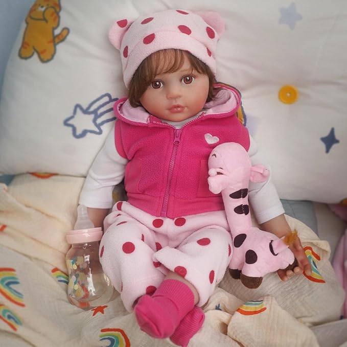 Reborn Baby Dolls Girl Nicole, 22 inch Cute Soft Vinyl Realistic-Newborn Baby Dolls Poseable Real Life Lifelike Baby Dolls with Doll Accessories for 3+ Year Old