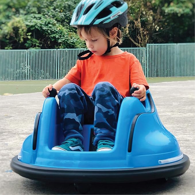 The Bubble Factory Electric RC Kids Bumper Car with Light and Music , Blue Large