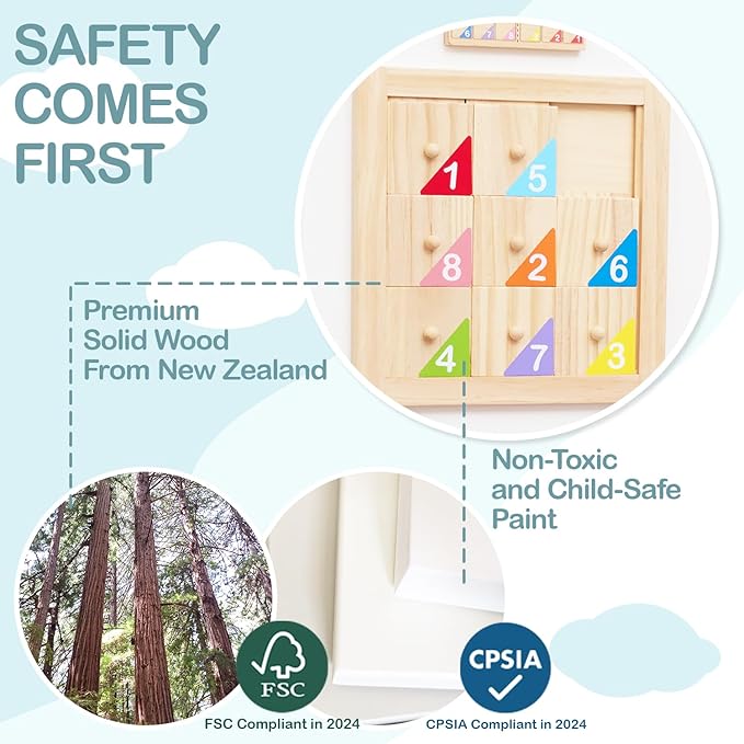 Monläurd® Cloud Montessori Busy Board, Sensory Board, Wooden Toys, Wall Toys, Boys and Girls 6M+