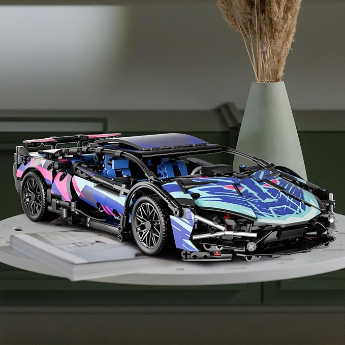 Sport Race Car Building Block Sets for Adults Boys,Remote Control APP Supercar Toys Kits with LED Lights 1:14 Collectible MOC Contruction Birthday Gift for Teens Age 8-12 12-16,14 14+(1314 PCS)