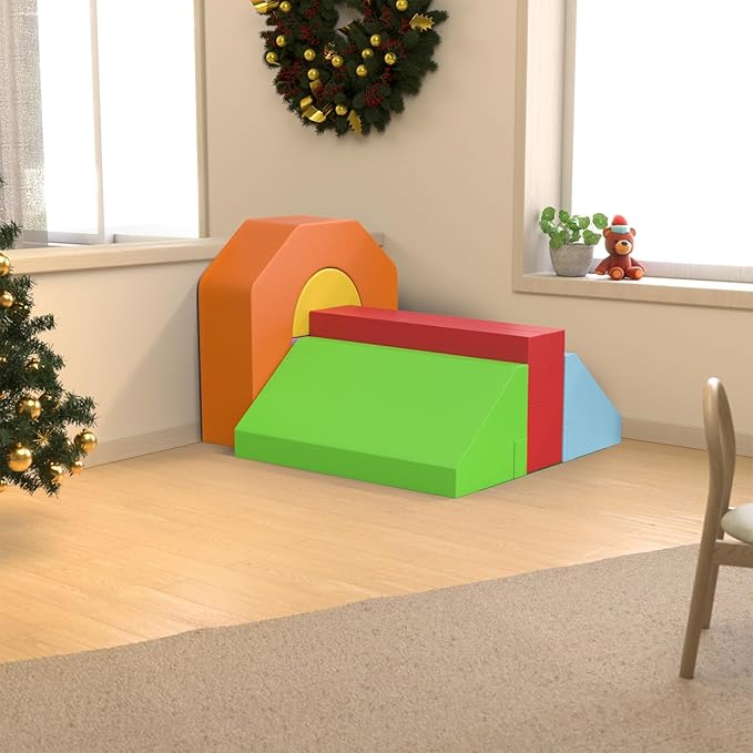 6 Piece Foam Climbing Blocks, Pu Leather Soft Play Large Baby Climbing Gym Indoor Climbing Toys for Toddlers 1-3 Inside
