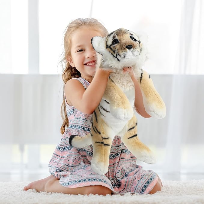 15 Inch Stuffed Animal Stuffed Tiger Leopard Lion Plush Toys Realistic Plush Gifts Wild Animal Toys Jungle Animals for Boys Girls Birthday Parties Gift(Tiger)