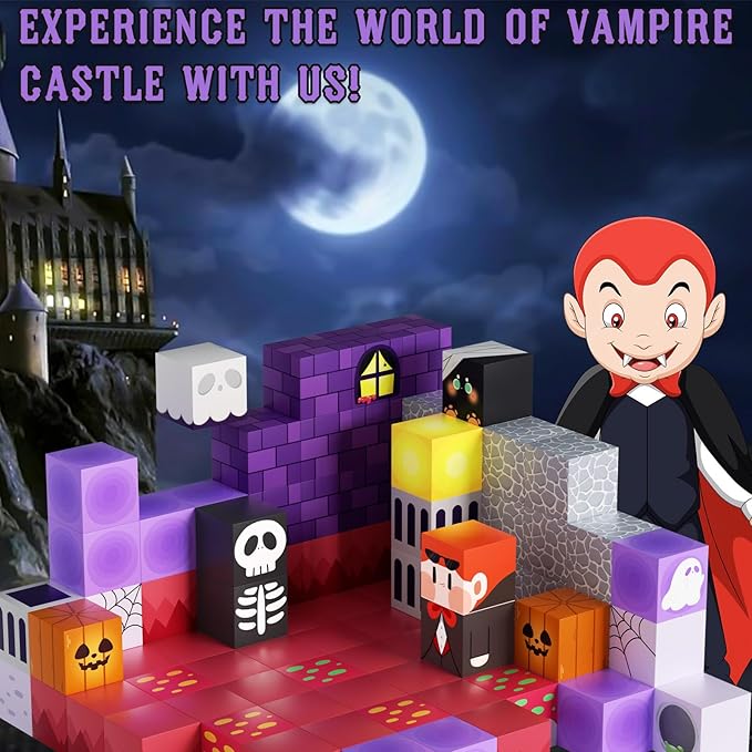 100PCS Magnetic Blocks Building Toys for Boys Girls 3+,STEM Sensory Toys for Toddlers, Magnetic Building Cube Game Sets Halloween Birthday Gift for Kids